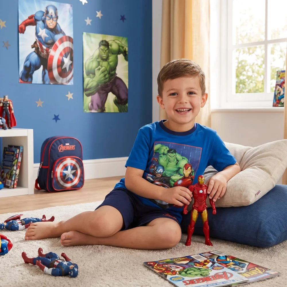 Marvel Avengers Jungen Schlafanzug Pyjama Shirt Shorts Gr. 98-128 Baumwolle - WS-Trend.de