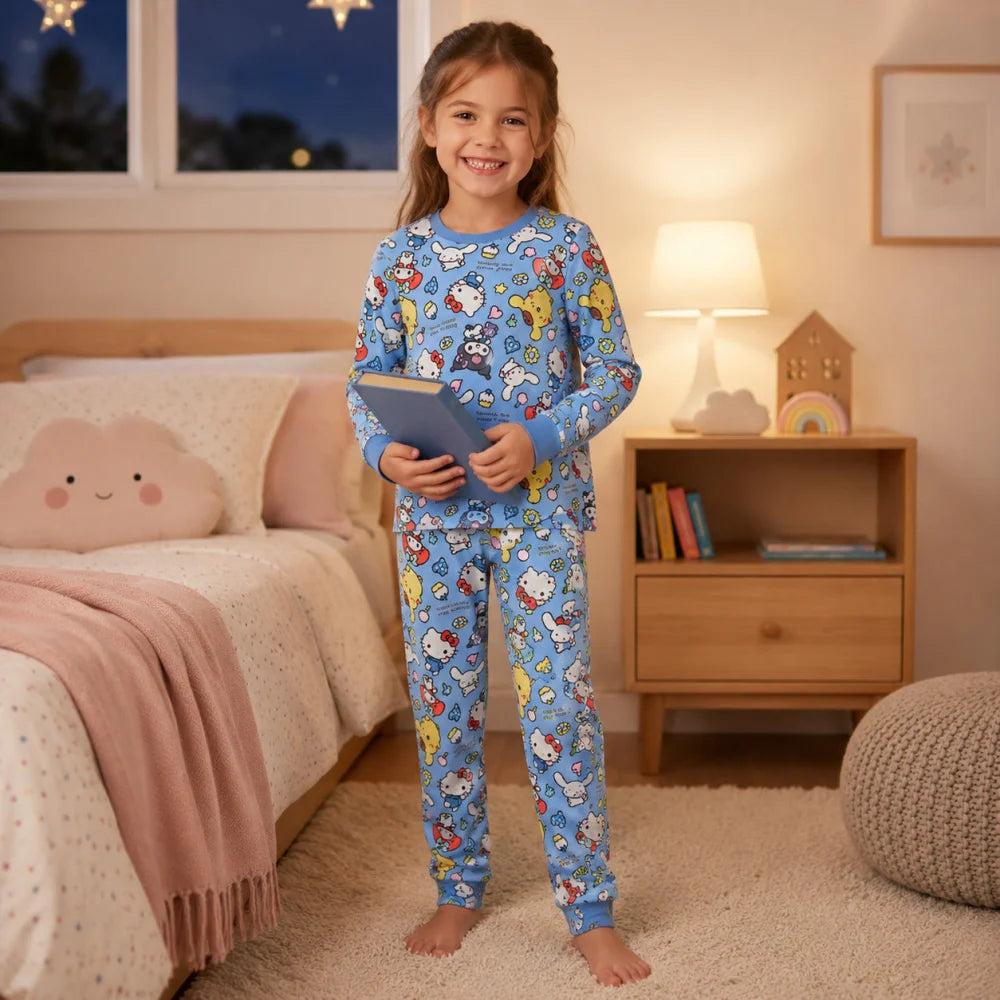 Hello Kitty Kinder Mädchen Schlafanzug Pyjama Shirt Hose Gr. 98-128 - WS-Trend.de