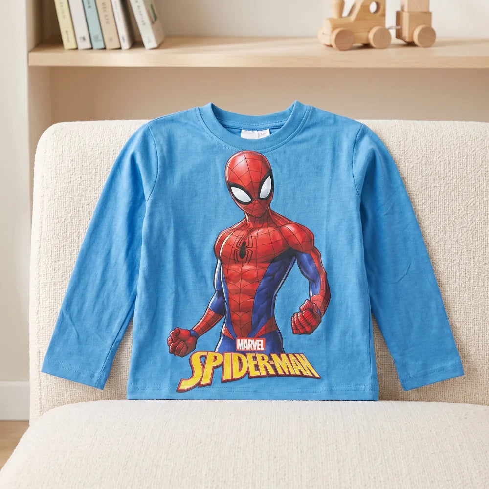 Marvel Spider-Man Jungen Langarmshirt Baumwolle Dunkelblau oder Hellblau 98–128 - WS-Trend.de