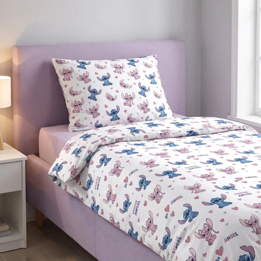 Disney Stitch und Angel Bettwäsche 2-teilig 135-140x200 + 65x65 cm - WS-Trend.de