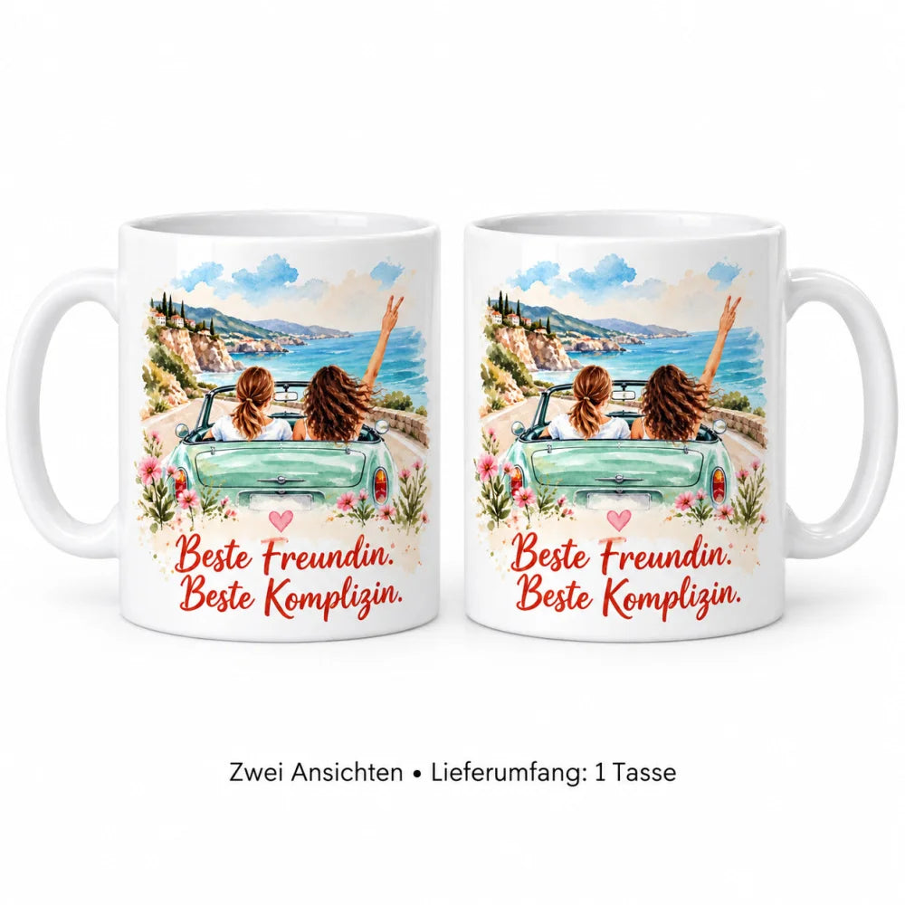 Beste Freundin Tasse mit Spruch – Aquarell Geschenk aus Keramik 330 ml - WS-Trend.de