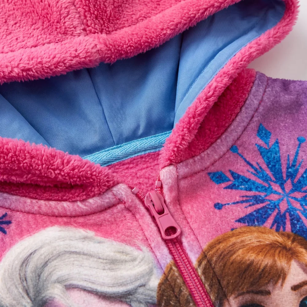 Disney Die Eiskönigin Elsa & Anna Kinder Coral-Fleece Kapuzenjacke Pink Gr. 98–128 - WS-Trend.de
