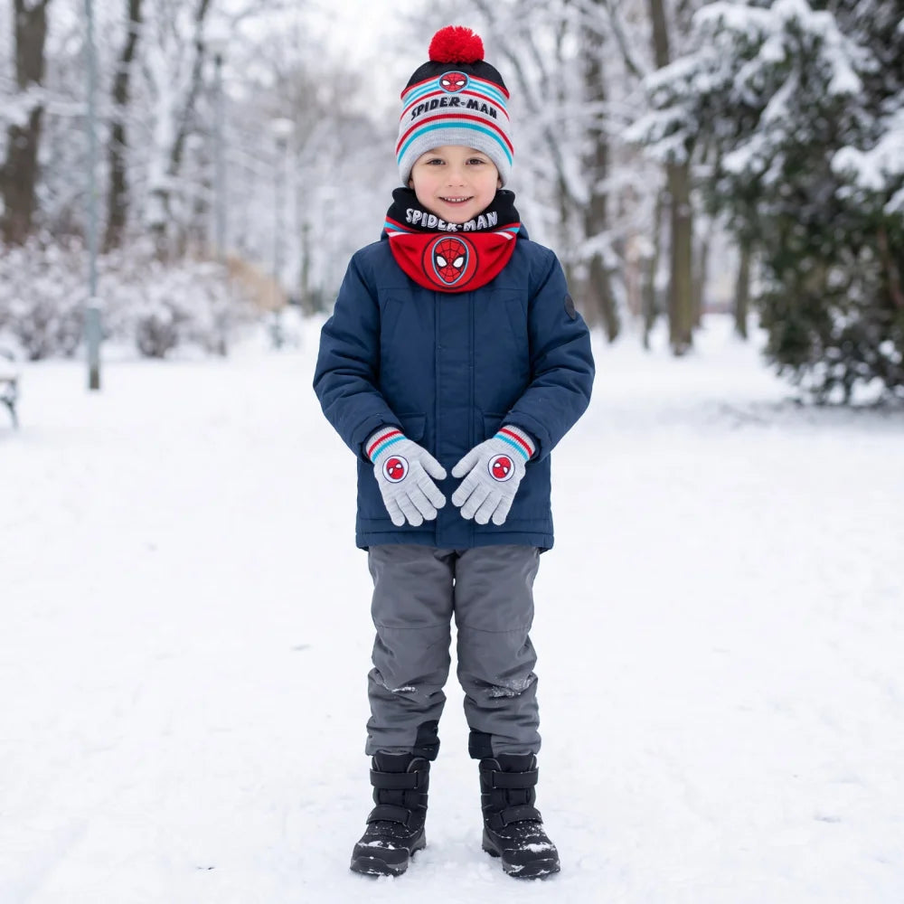 Spider-Man Winterset mit Bommelmütze Loop und Handschuhen 53/54 - WS-Trend.de
