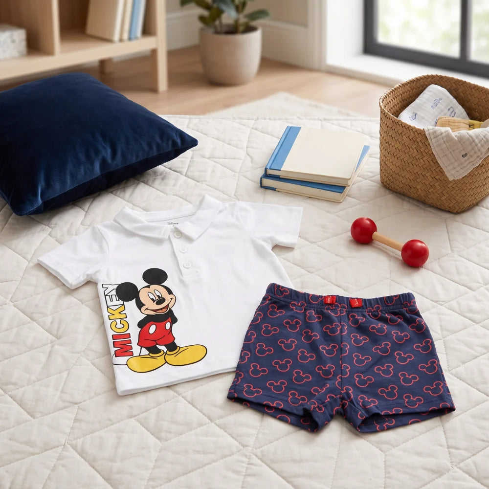 Disney Mickey Maus Baby 2tlg.Set Kleinkind T-Shirt plus Shorts Gr. 62 - 68 - WS-Trend.de