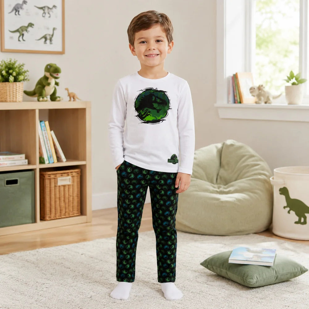Jurassic World T-Rex Jungen Kinder Pyjama Schlafanzug 100% Baumwolle Gr. 104-116 - WS-Trend.de