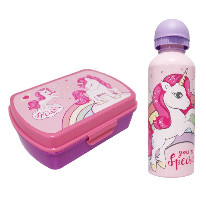 Sweet Einhorn Unicorn 2tlg. Lunch Set Brotdose plus Trinkflasche 500 ml - WS-Trend.de