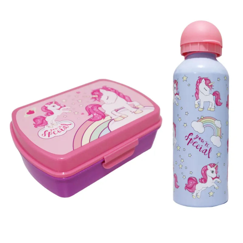 Sweet Einhorn Unicorn 2tlg. Lunch Set Brotdose plus Trinkflasche 500 ml - WS-Trend.de