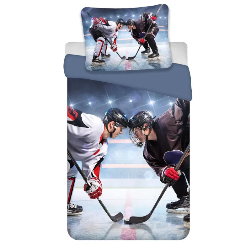 Eishockey Motiv Bettwäsche 2tlg Set 135x200 80x80 cm 100% Baumwolle - WS-Trend.de