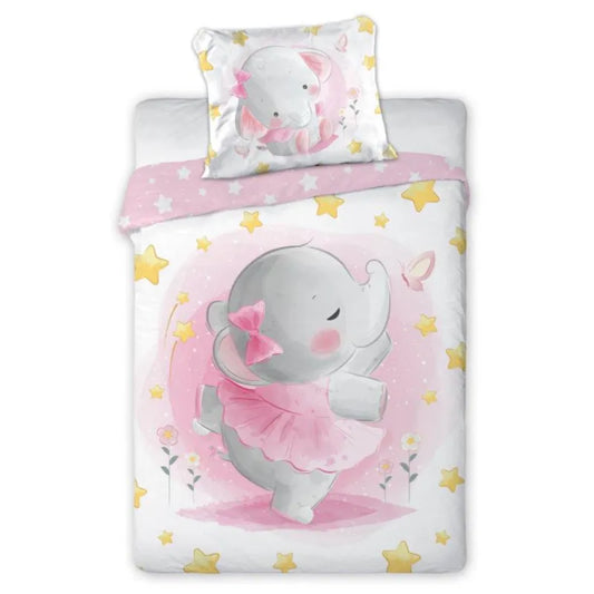 Elefant Baby Bettwäsche 2tlg Set 100x135 40x60 cm 100% Baumwolle - WS-Trend.de