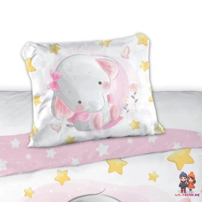 Elefant Baby Bettwäsche 2tlg Set 100x135 40x60 cm 100% Baumwolle - WS-Trend.de