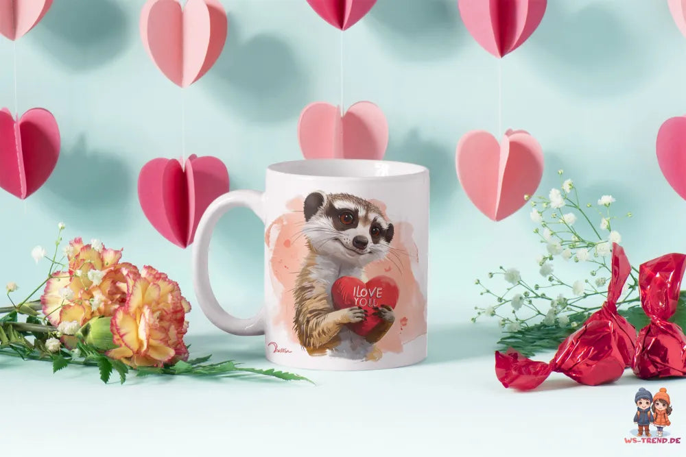 Erdmännchen I Love You Valentinstag Kaffeetasse Teetasse Tasse Geschenkidee - WS-Trend.de