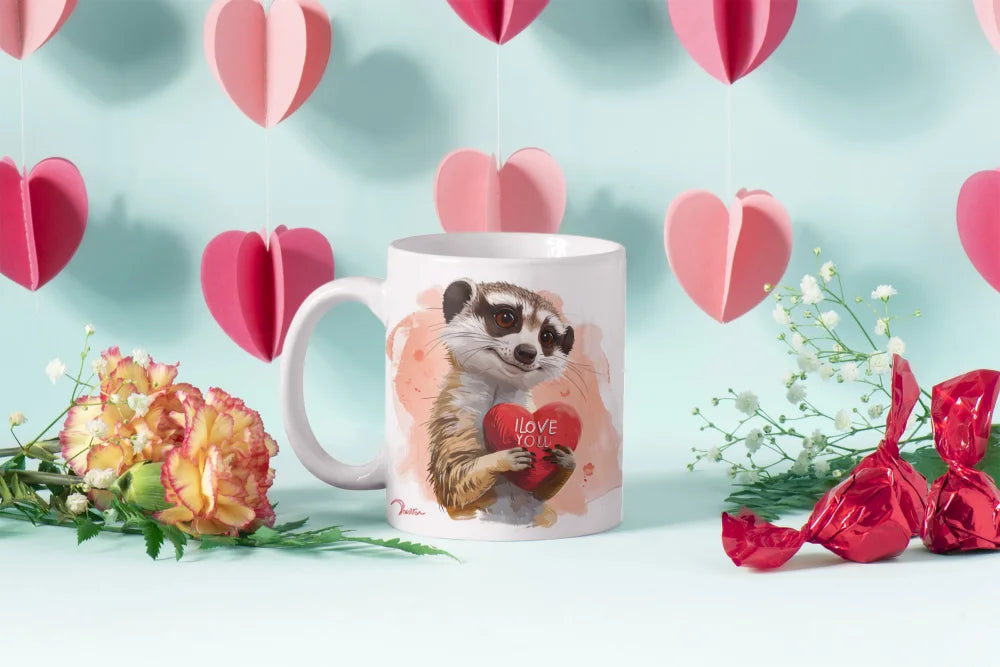Erdmännchen I Love You Valentinstag Kaffeetasse Teetasse Tasse Geschenkidee - WS-Trend.de