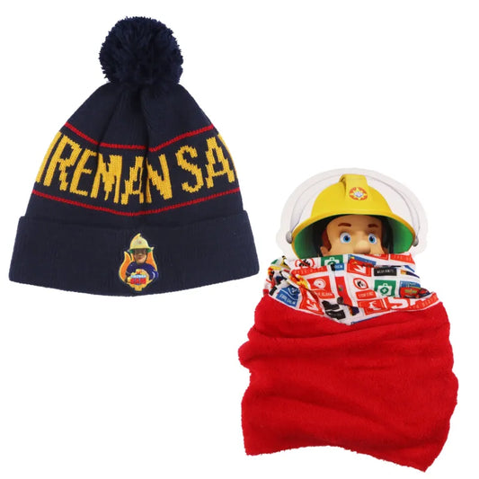 Feuerwehrmann Sam Kinder Herbst Wintermütze plus Loop WS Trend.de Winter Set Mütze Snood Schaal 52 54