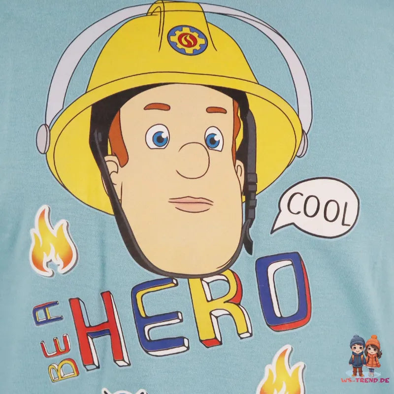 Feuerwehrmann Sam Kinder Schlafanzug Pyjama - WS-Trend.de Baumwolle Blau 98 bis 128