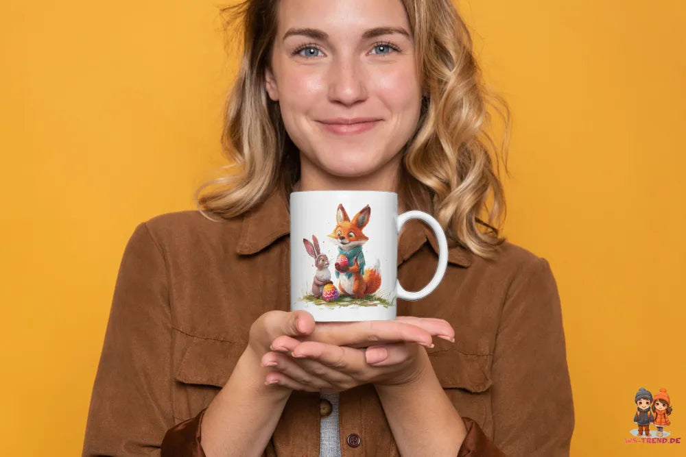 Ostern Fuchs und Hase Ostereier Kaffeetasse Teetasse Tasse Geschenkidee 330 ml - WS-Trend.de
