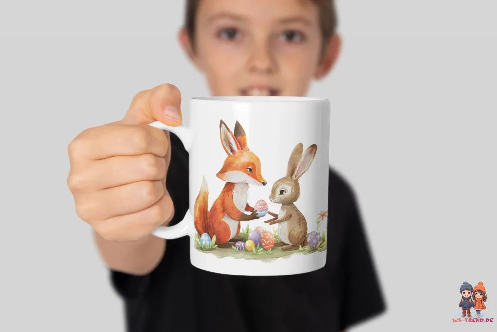 Ostern Fuchs und Hase Ostereier Kaffeetasse Teetasse Tasse Geschenkidee 330 ml - WS-Trend.de
