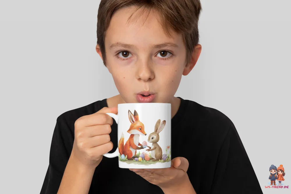 Ostern Fuchs und Hase Ostereier Kaffeetasse Teetasse Tasse Geschenkidee 330 ml - WS-Trend.de