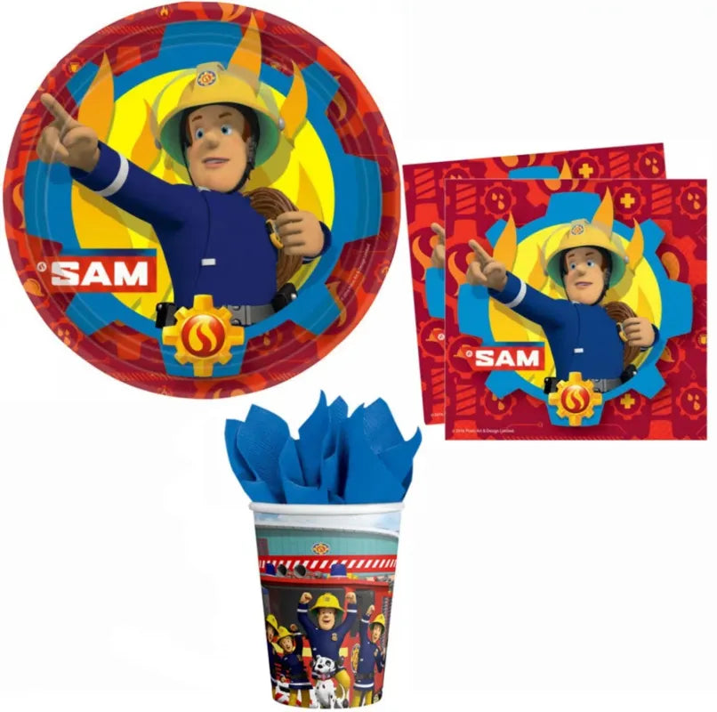 Feuerwehrmann Sam Kinder Geburtstag Partyset Set 36tlg. - WS-Trend.de Deko 36tlg.Geschirr