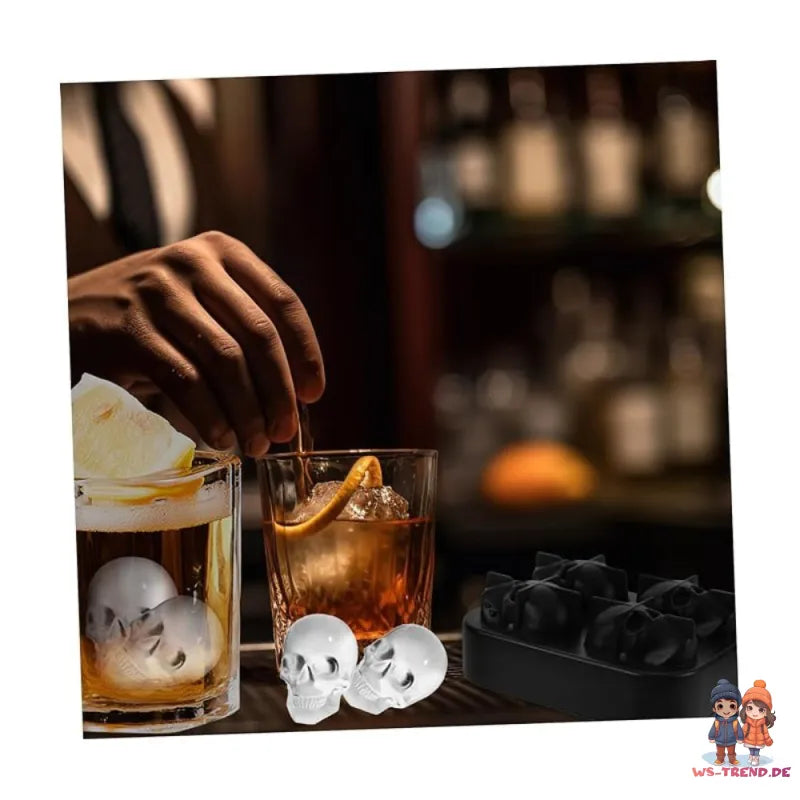 Totenkopf Eiswürfelform aus Silikon mit abnehmbarem Deckel Selbermachen XL - WS-Trend.de
