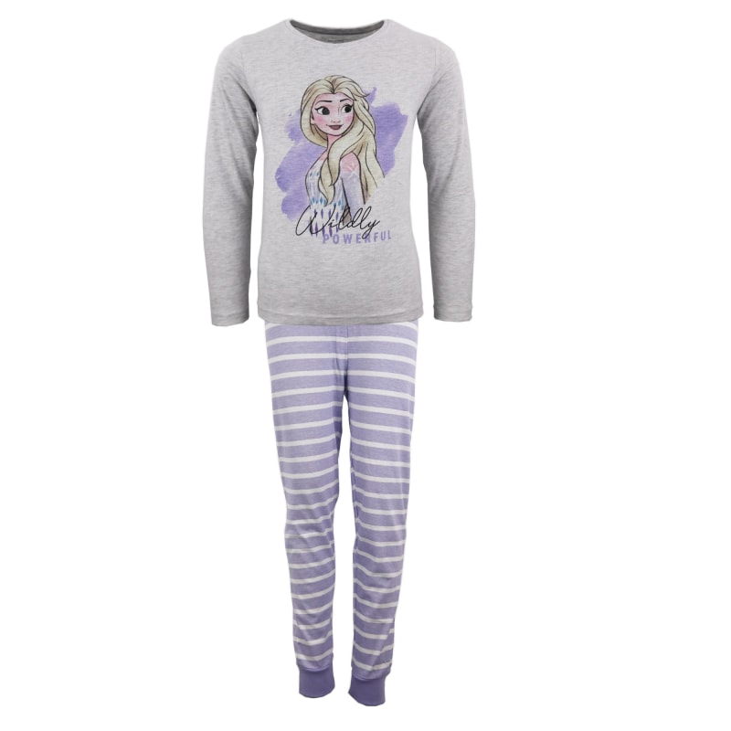 Die Eiskönigin 2 Elsa Kinder langarm Schlafanzug Pyjama - WS-Trend.de lang Baumwolle Grau Gelb 104-134