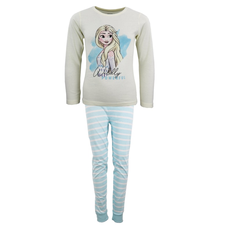 Die Eiskönigin 2 Elsa Kinder langarm Schlafanzug Pyjama - WS-Trend.de lang Baumwolle Grau Gelb 104-134