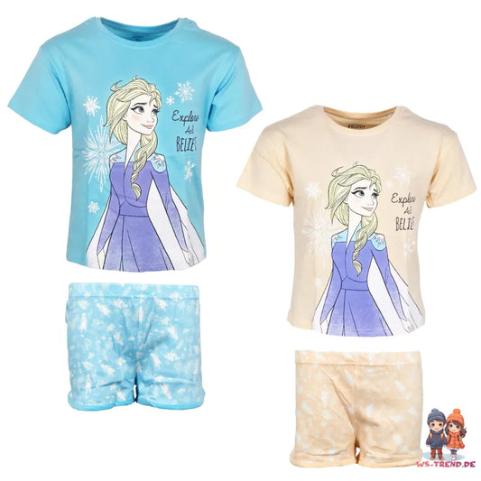 Disney Die Eiskönigin Elsa Kinder kurzarm Schlafanzug Pyjama Shirt Shorts - WS-Trend.de 92-128 100% Baumwolle