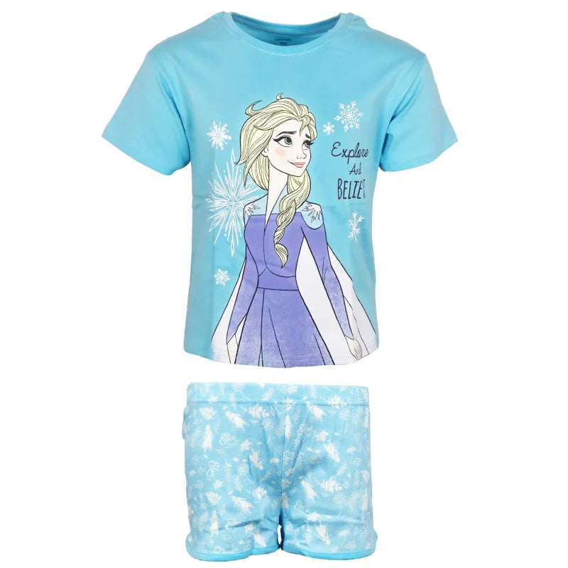 Disney Die Eiskönigin Elsa Kinder kurzarm Schlafanzug Pyjama Shirt Shorts - WS-Trend.de 92-128 100% Baumwolle