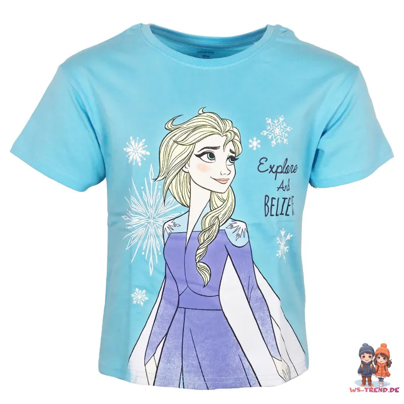 Disney Die Eiskönigin Elsa Kinder kurzarm Schlafanzug Pyjama Shirt Shorts - WS-Trend.de 92-128 100% Baumwolle