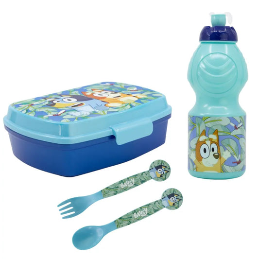 Bluey Bingo Kinder 4 teiliges Set Brotdose Trinkflasche Besteck WS Trend.de