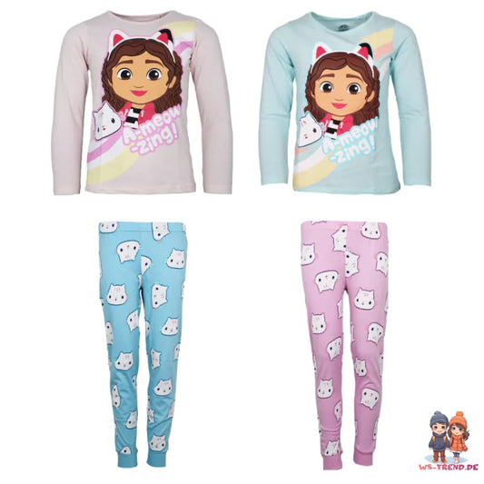 Gabbys Dollhouse Kinder Mädchen langarm Schlafanzug Pyjama - WS-Trend.de kurzarm 104-134 Baumwolle