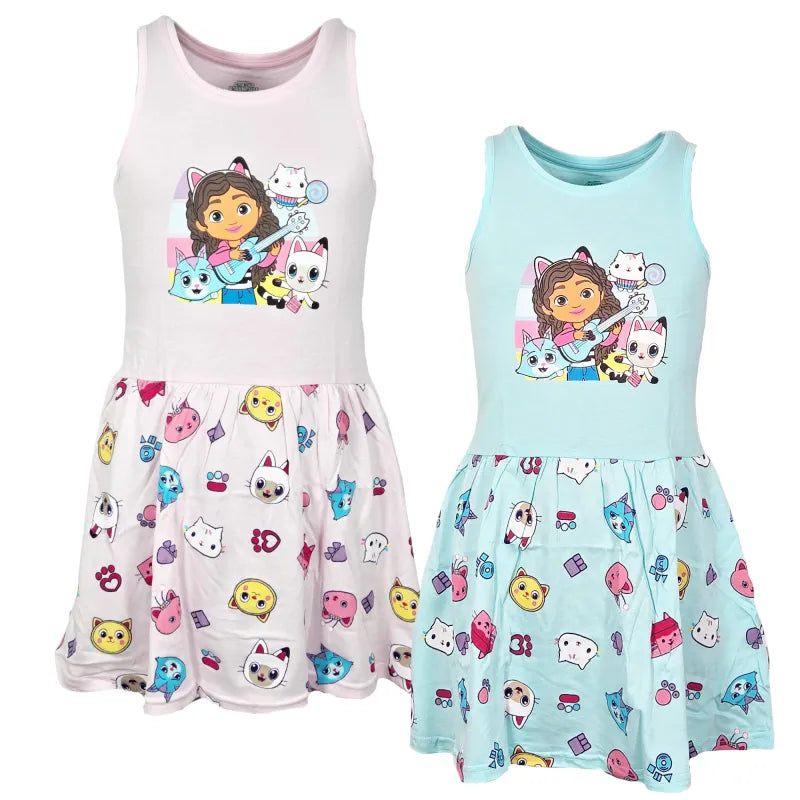 Gabbys Dollhouse Kinder Mädchen kurzarm Kleid Sommerkleid - WS-Trend.de 92-128 Baumwolle