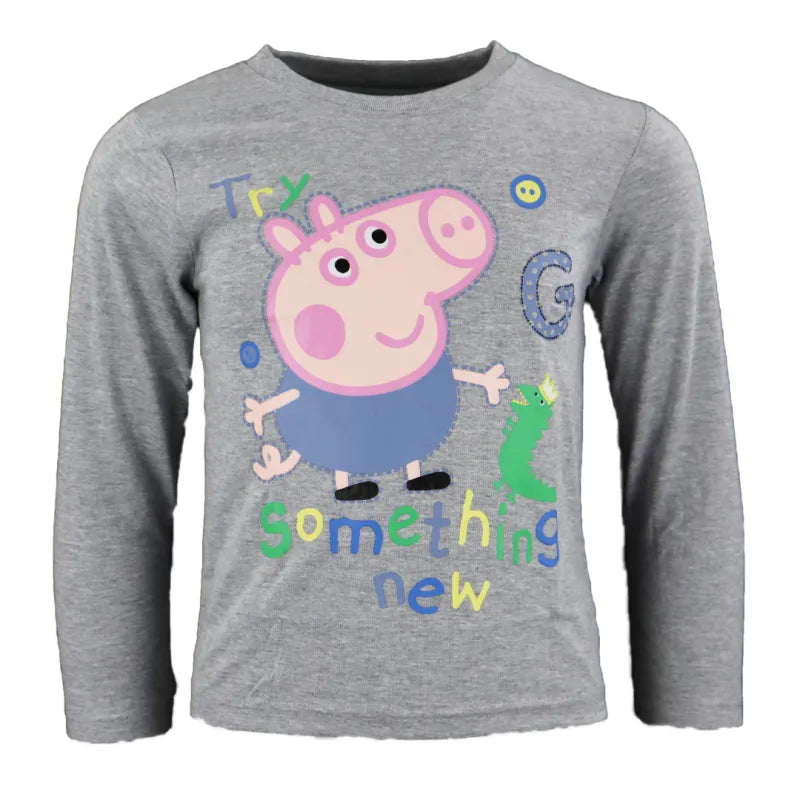 PEPPA Wutz George Dino Kinder Langarmshirt für Jungen - WS-Trend.de 92-122 Rot Grau