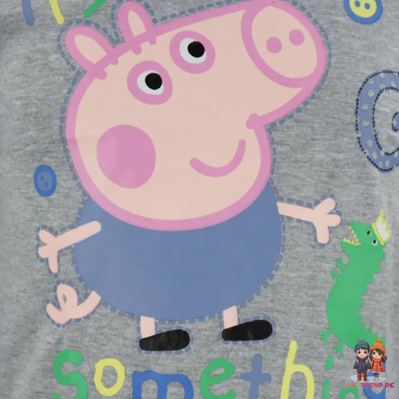 PEPPA Wutz George Dino Kinder Langarmshirt für Jungen - WS-Trend.de 92-122 Rot Grau
