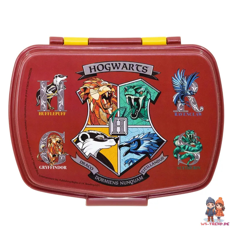 Harry Potter 2 teiliger Set Lunchbox mit Trinkbecher - WS-Trend.de Hogwarts teiliges Lunch - Brotdose Strohhalm