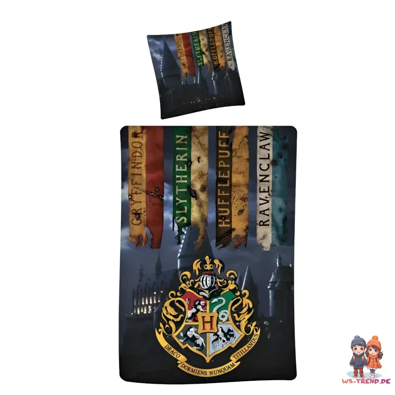 Harry Potter Hogwarts Bettwäsche 2tlg Set 135x200 80x80 cm 100% Baumwolle - WS-Trend.de
