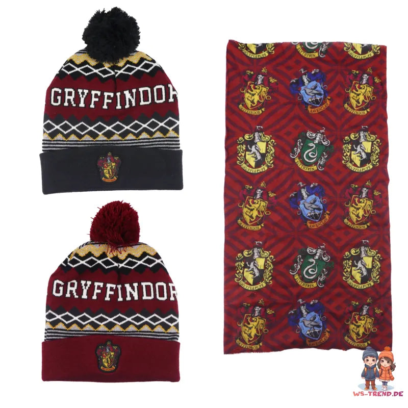 Harry Potter Gryffindor Kinder Jugend Winter Set - WS-Trend.de Mütze plus Snood Schaal 54 56