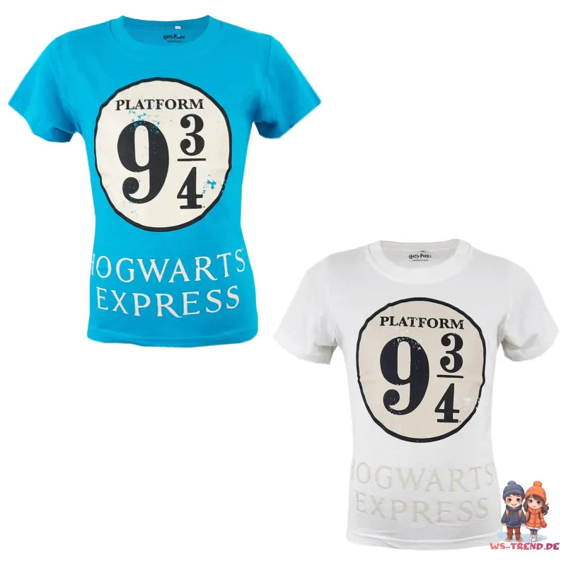 Harry Potter Hogwarts Express T-Shirt Blau Weiß - Größe 116 bis 152 cm - WS-Trend.de - Unisex Baumwolle