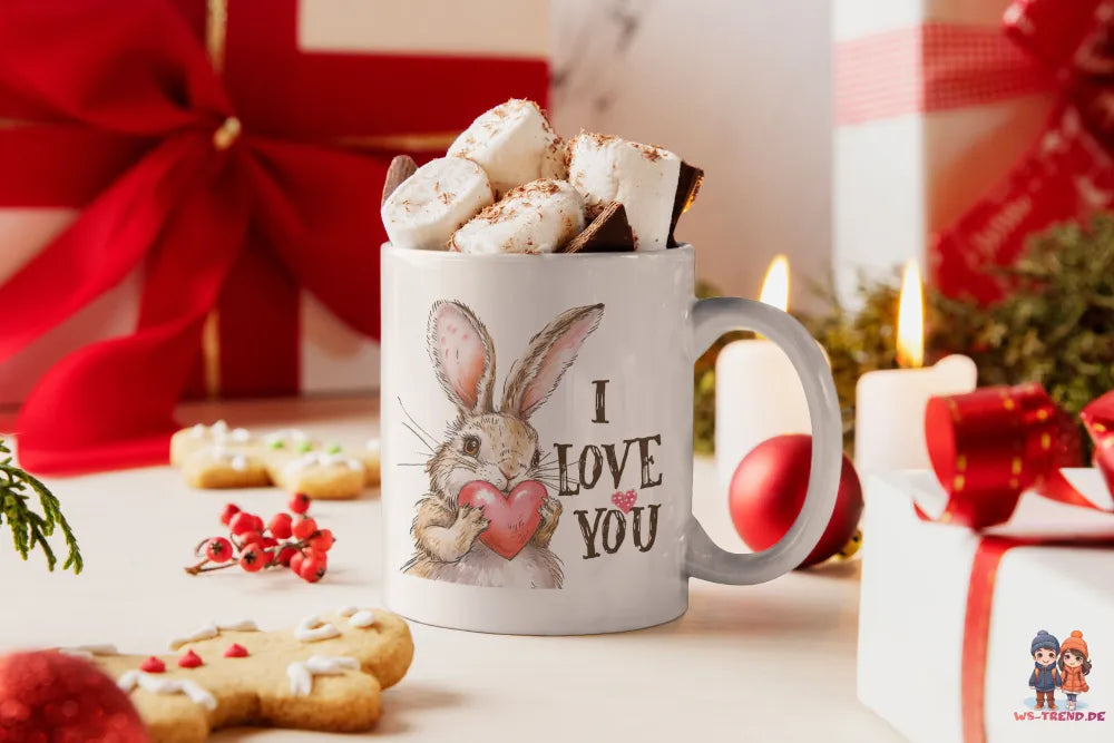 Hase Bunny I Love You Valentinstag Kaffeetasse Teetasse Tasse Geschenkidee - WS-Trend.de