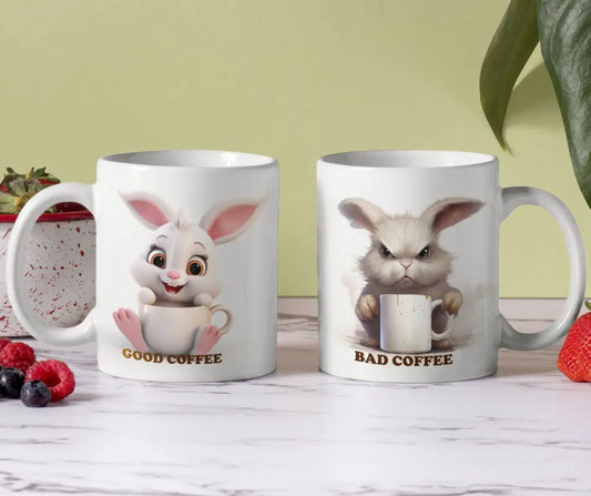 Hase Bad or Good Coffee Kaffeetasse Teetasse Tasse Geschenkidee Geschenk WS Trend.de 330 ml