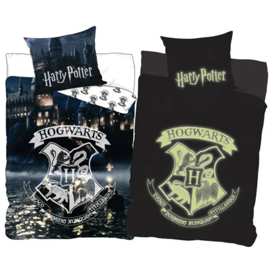 Harry Potter Glow in the Dark 2tlg Bettwäsche Set 135x200 80x80 100% Baumwolle - WS-Trend.de