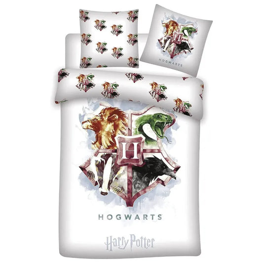 Harry Potter Hogwarts Bettwäsche 2tlg Set 135x200 80x80 cm 100% Baumwolle - WS-Trend.de