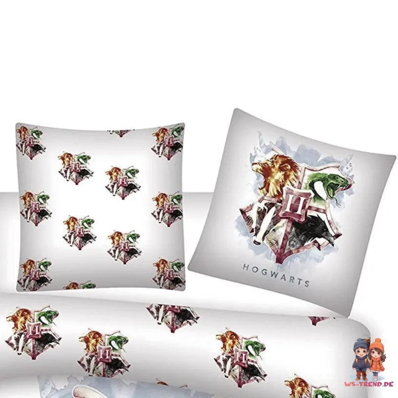 Harry Potter Hogwarts Bettwäsche 2tlg Set 135x200 80x80 cm 100% Baumwolle - WS-Trend.de