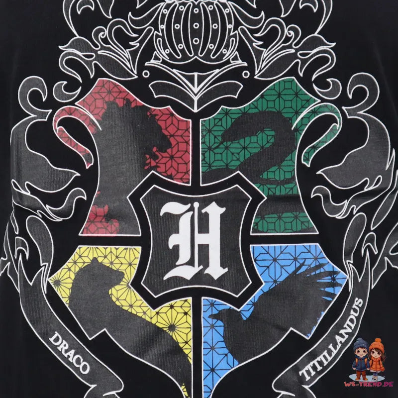 Harry Potter Hogwarts Jugend T-Shirt - WS-Trend.de Kinder Shirt Blau Schwarz 116 bis 152 Baumwolle