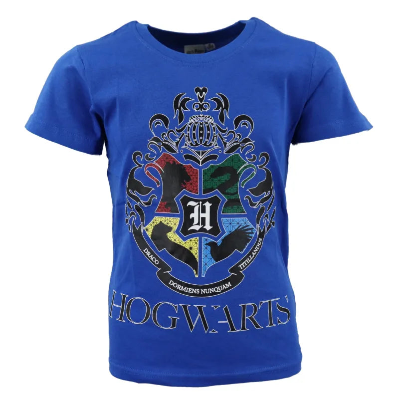 Harry Potter Hogwarts Jugend T-Shirt - WS-Trend.de Kinder Shirt Blau Schwarz 116 bis 152 Baumwolle