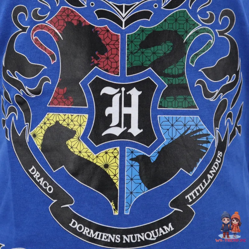 Harry Potter Hogwarts Jugend T-Shirt - WS-Trend.de Kinder Shirt Blau Schwarz 116 bis 152 Baumwolle