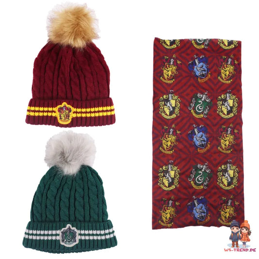 Harry Potter Gryffindor Slytherin Mädchen Winter Set Mütze plus Snood Schaal - WS-Trend.de