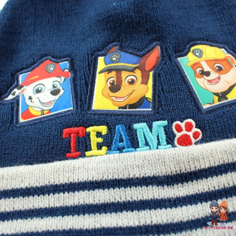 Paw Patrol Chase Kinder Jungen Herbst Winter Mütze Bommelmütze Handschuhe - WS-Trend.de