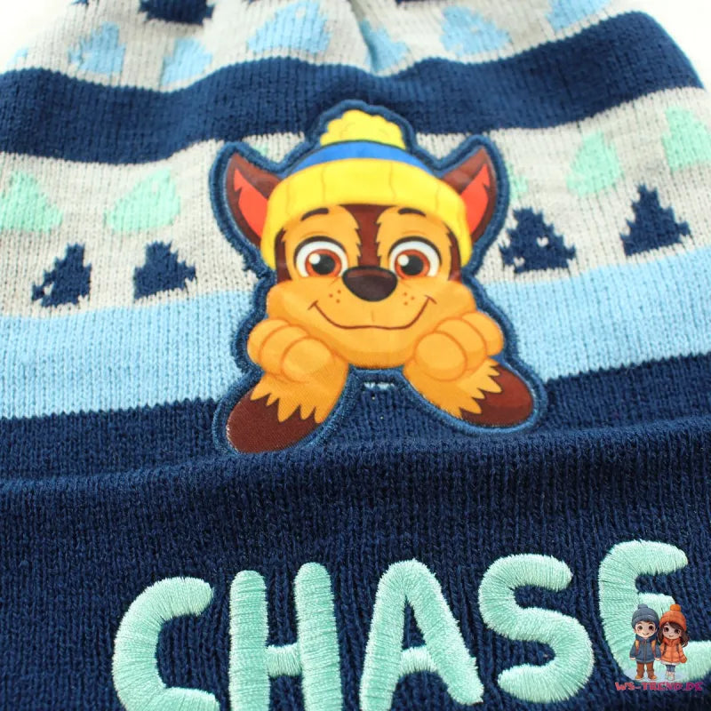 Paw Patrol Chase Kinder Jungen Herbst Winter Mütze Bommelmütze Handschuhe - WS-Trend.de