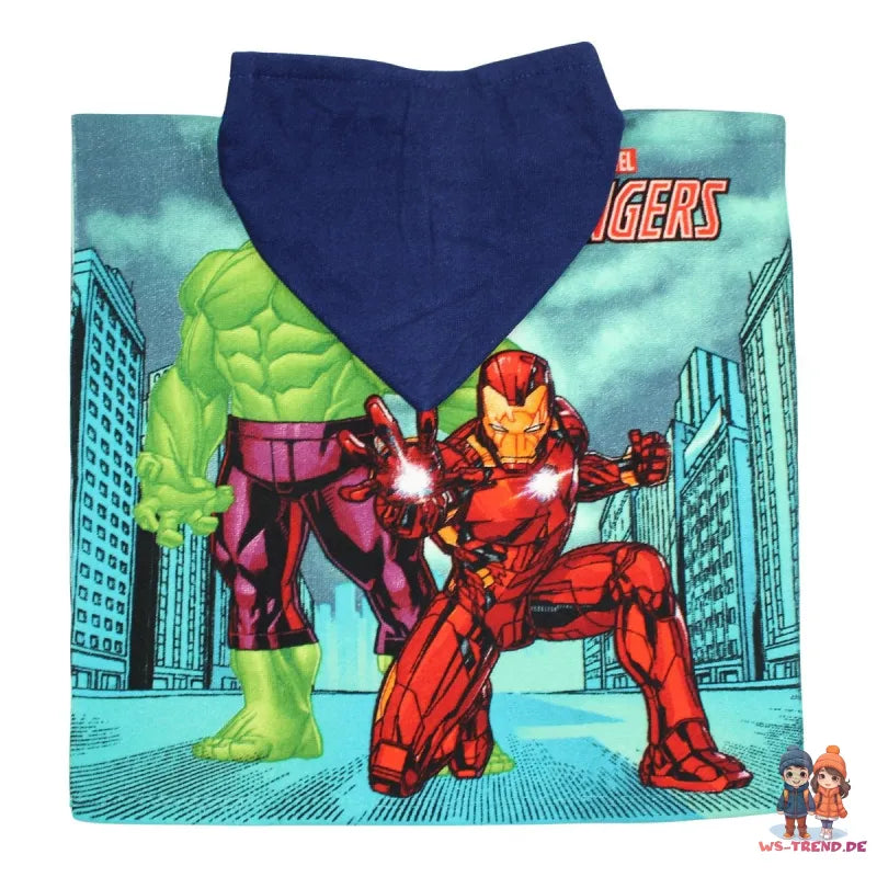 Marvel Avengers Hulk Iron Man Kinder Mikrofaser Poncho Badeponcho mit Kapuze - WS-Trend.de