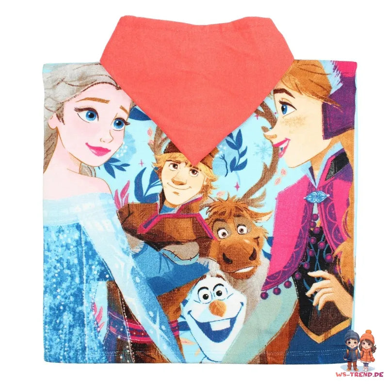 Disney Die Eiskönigin Anna Elsa Olaf Sven Kinder Mikrofaser Poncho Badeponcho - WS-Trend.de